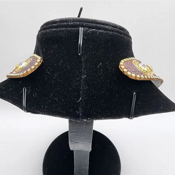 VINTAGE M&J HANSEN LAVENDER GLASS ALEXANDRITE RHINESTONE NECKLACE & EARRING SET - Picture 7 of 12